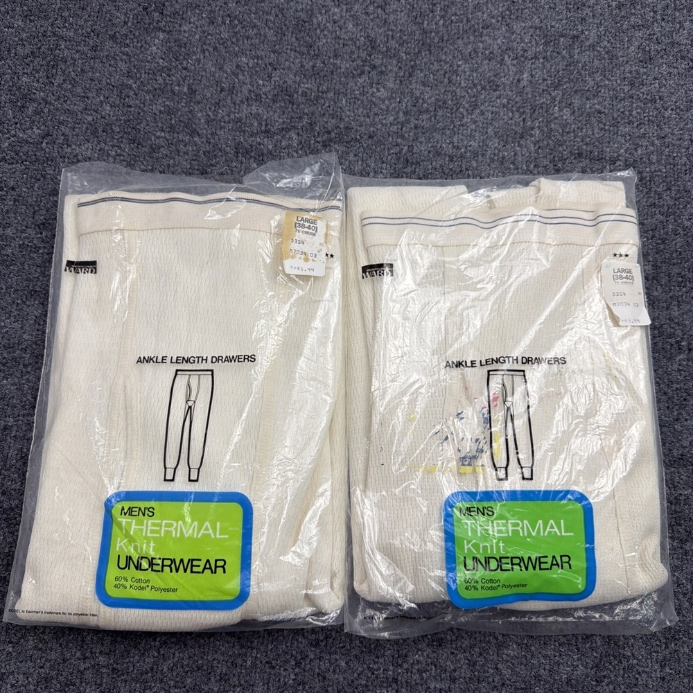 Vintage Montgomery Ward‎ Men's Thermal Knit Underwear Drawers Large 38-40 Lot 2